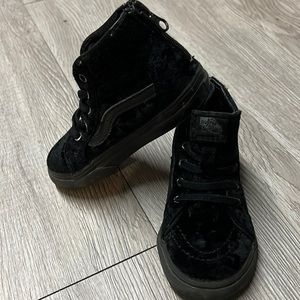 Vans Toddler Black Velvet Zip High Top